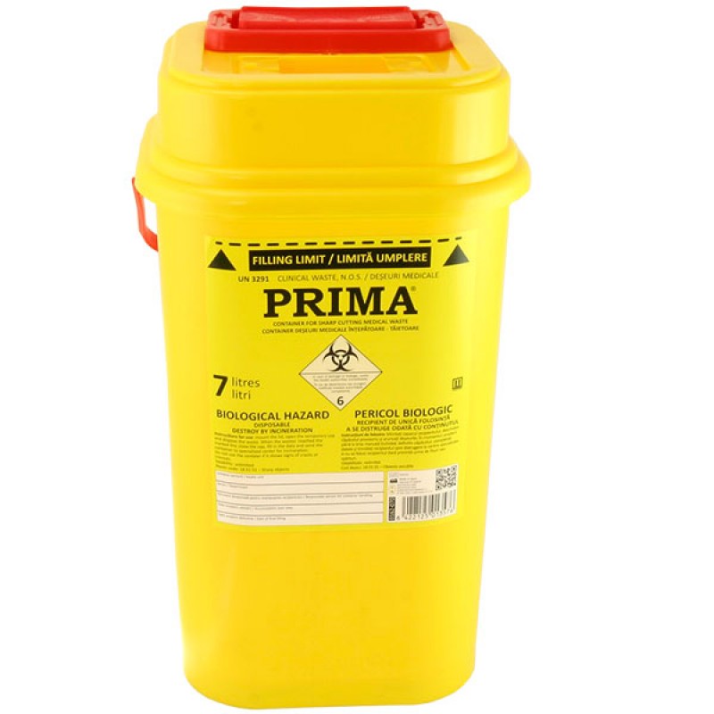 Recipient 7 litri plastic deseuri intepatoare taioase, certificat ADR